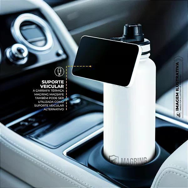 MagRing Garrafa Térmica 540ml Aço Inox com Suporte MagSafe - Mantém Fria 24h Quente 12h - Branca - 6