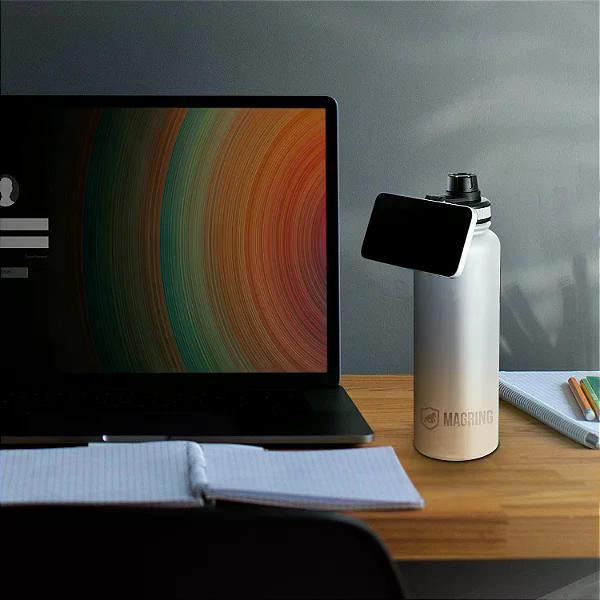 MagRing Garrafa Térmica 540ml Aço Inox com Suporte MagSafe - Mantém Fria 24h Quente 12h - Branca - 7