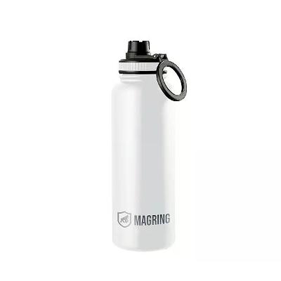 MagRing Garrafa Térmica 540ml Aço Inox com Suporte MagSafe - Mantém Fria 24h Quente 12h - Branca