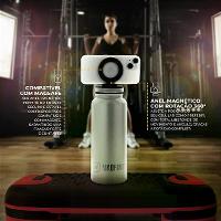 MagRing Garrafa Térmica 540ml Aço Inox com Suporte MagSafe - Mantém Fria 24h Quente 12h - Branca