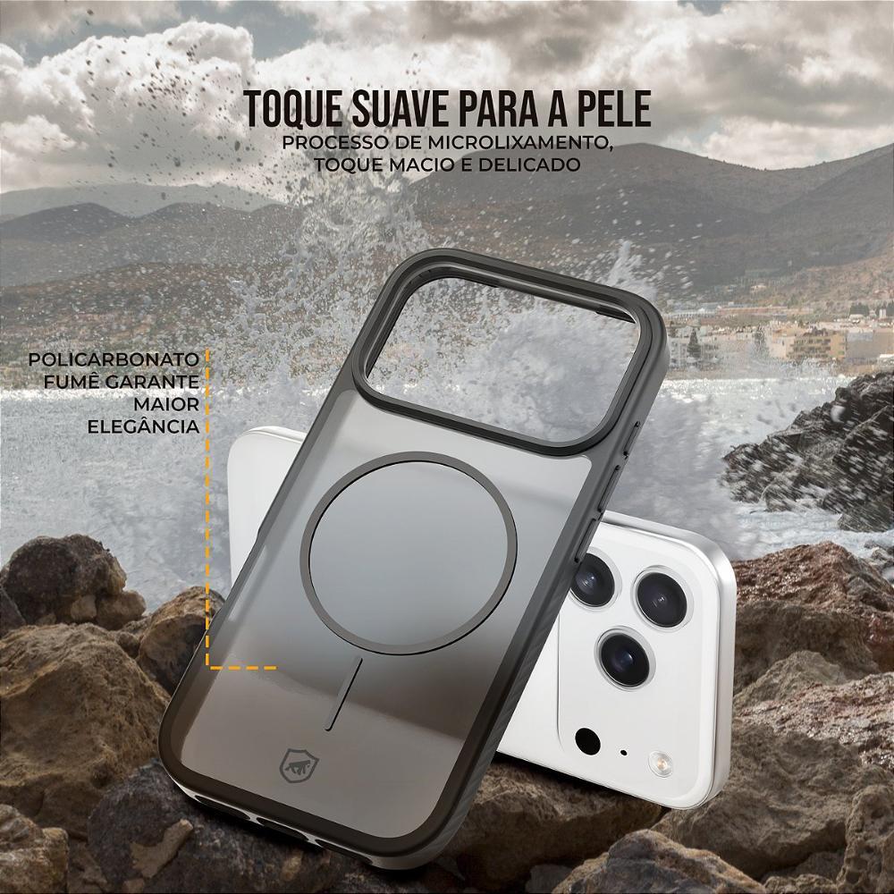 Capa case capinha para Motorola Moto Edge 60 Fusion - Magsafe Wave Fumê - Preta - Gshield - 2
