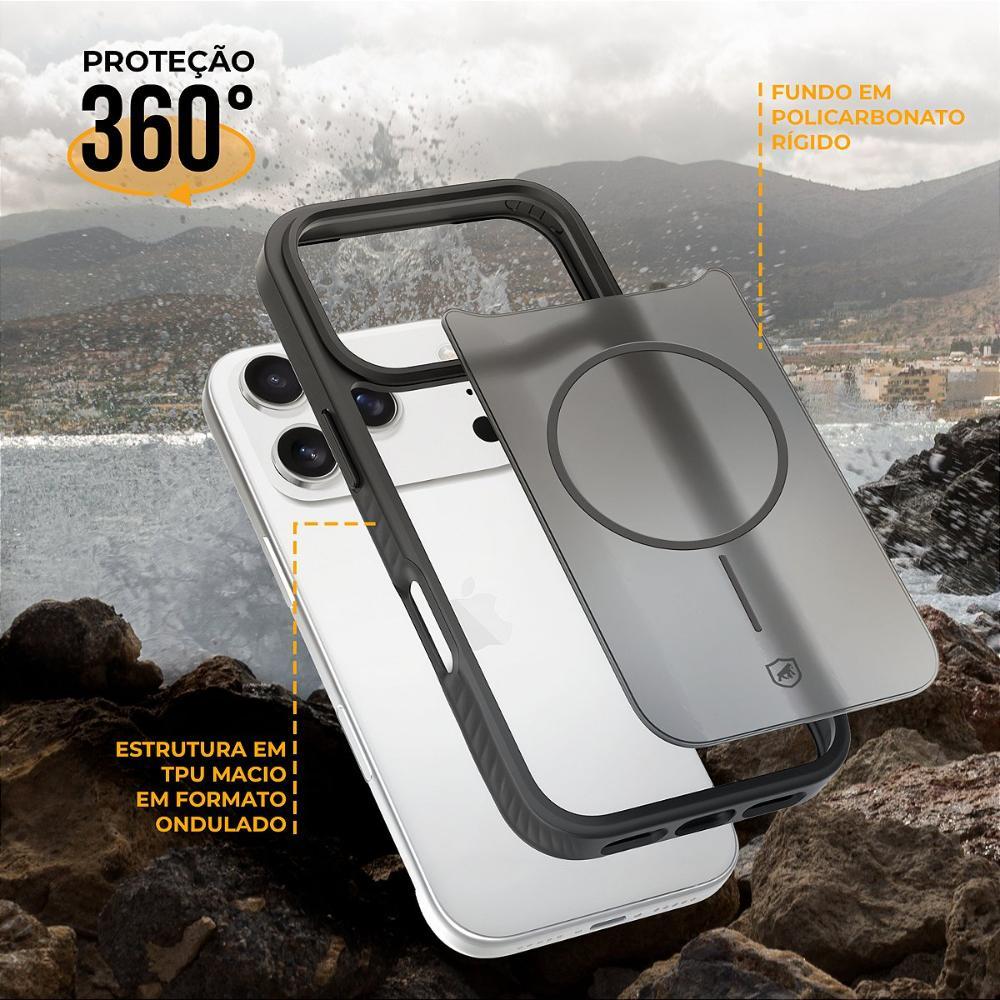 Capa case capinha para iPhone 17 Pro - Magsafe Wave Fumê - Preta - Gshield - 5