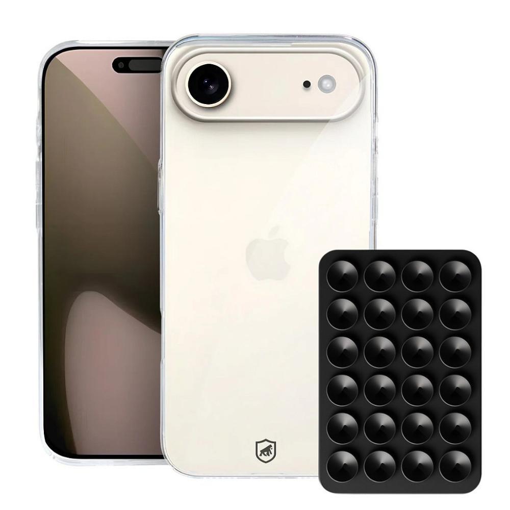 Kit Capa case capinha Crystal Slim para iphone 17 Air +  Ventosa - Preto - Gshield - 1