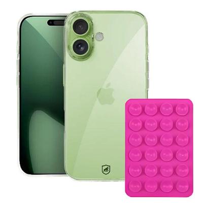 Kit Capa case capinha Crystal Slim para iPhone 17 +  Ventosa - Rosa - Gshield
