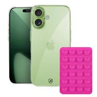 Kit Capa case capinha Crystal Slim para iPhone 17 +  Ventosa - Rosa - Gshield - 1