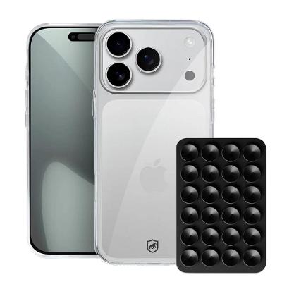 Kit Capa case capinha Crystal Slim para iPhone 17 Pro +  Ventosa - Preto - Gshield