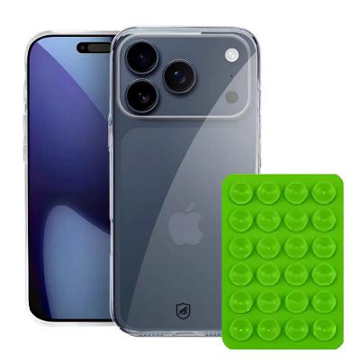 Kit Capa case capinha Crystal Slim para iPhone 17 Pro Max +  Ventosa - Verde - Gshield