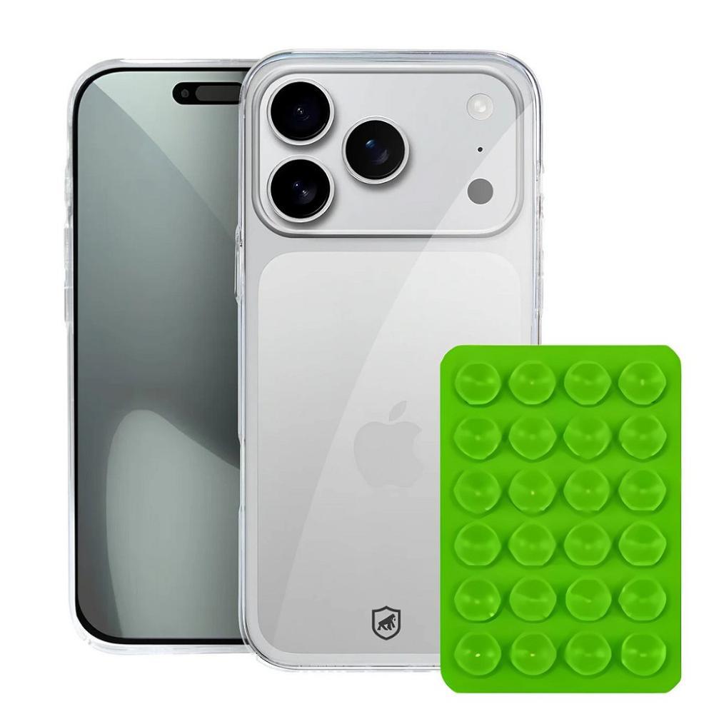 Kit Capa case capinha Crystal Slim para iPhone 17 Pro +  Ventosa - Verde - Gshield - 1