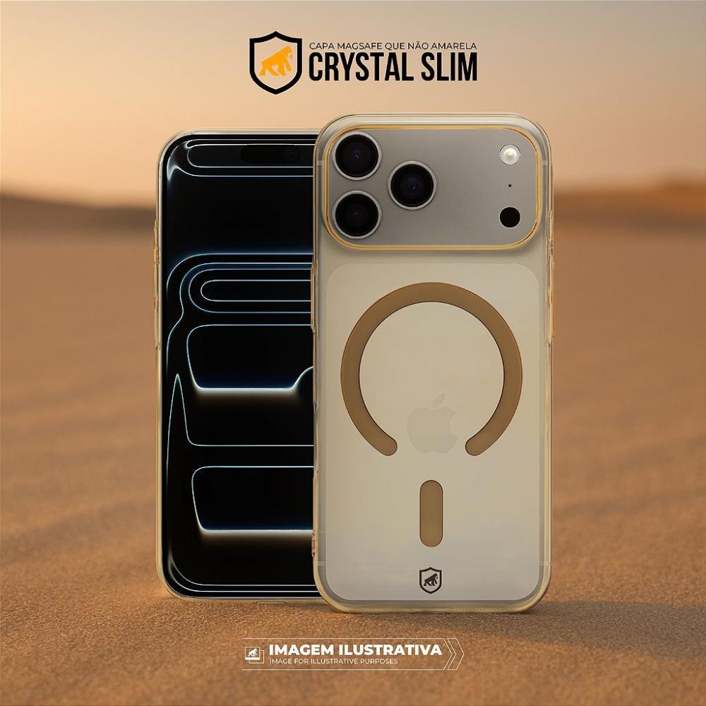 Capa case capinha para iphone 17 Pro - Magsafe Crystal Slim Cloud - NÃO AMARELA - Desert - Gshield - 5