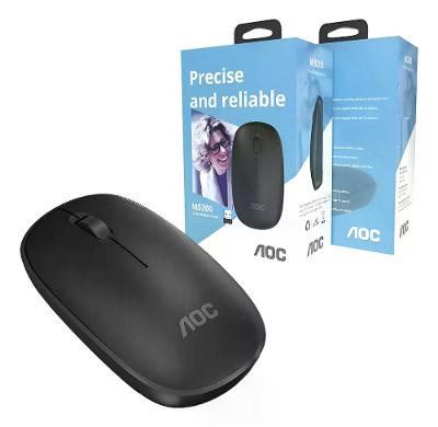 Mouse Óptico Sem Fio Wireless 2.4 Ghz 1600 DPI - Preto - AOC