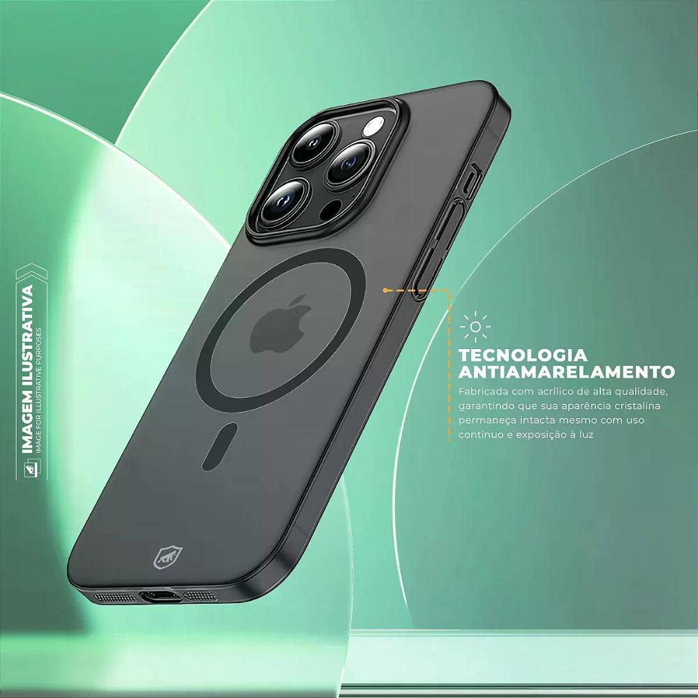 Capa case capinha para iPhone 17 Pro Max - Crystal Slim Magsafe - NÃO AMARELA - Titanium - Gshield - 2