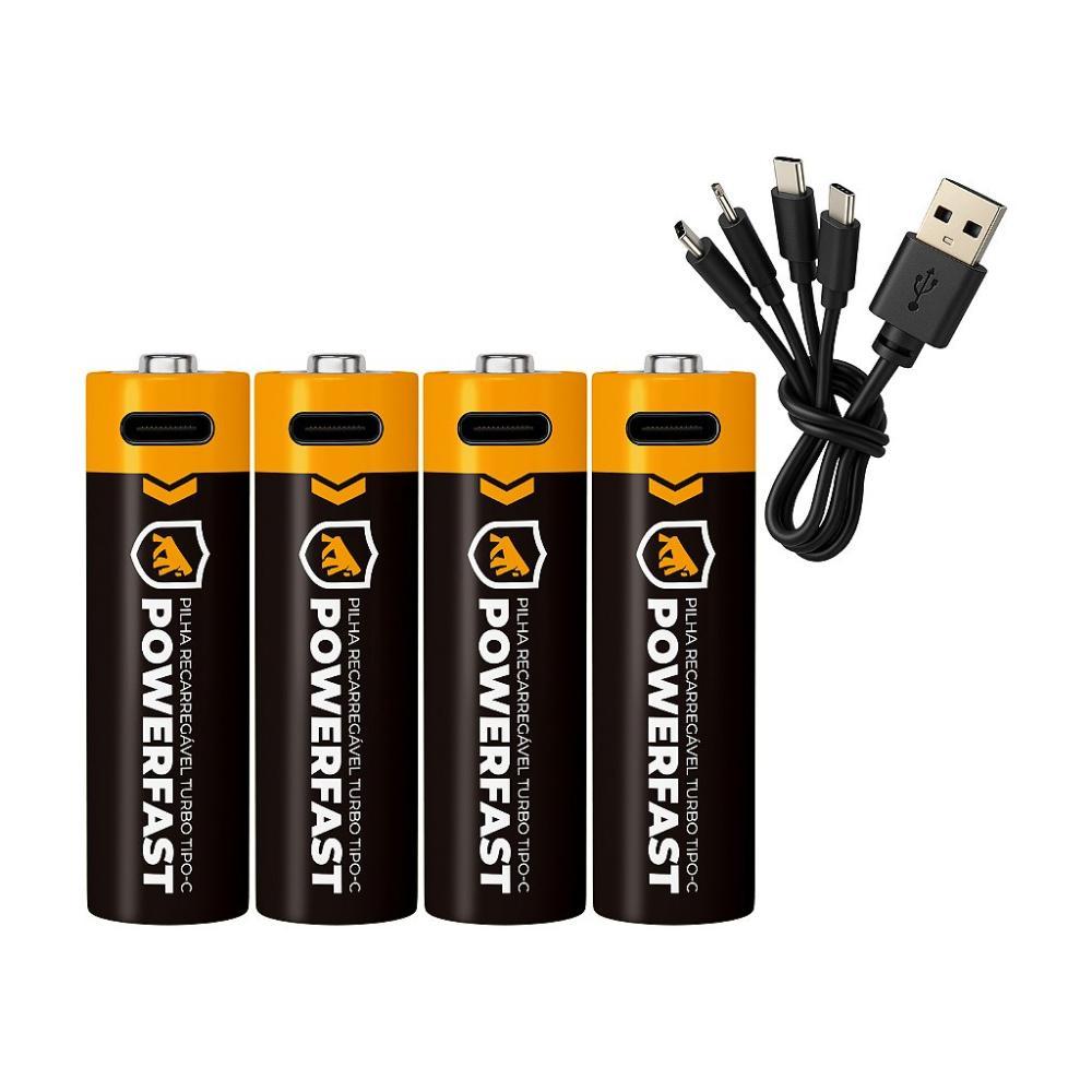 Pilha Recarregável Turbo Powerfast AA - Tipo C - Gshield - 1