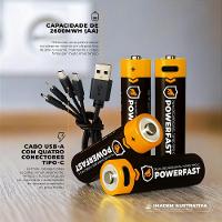 Pilha Recarregável Turbo Powerfast AA - Tipo C - Gshield - 2