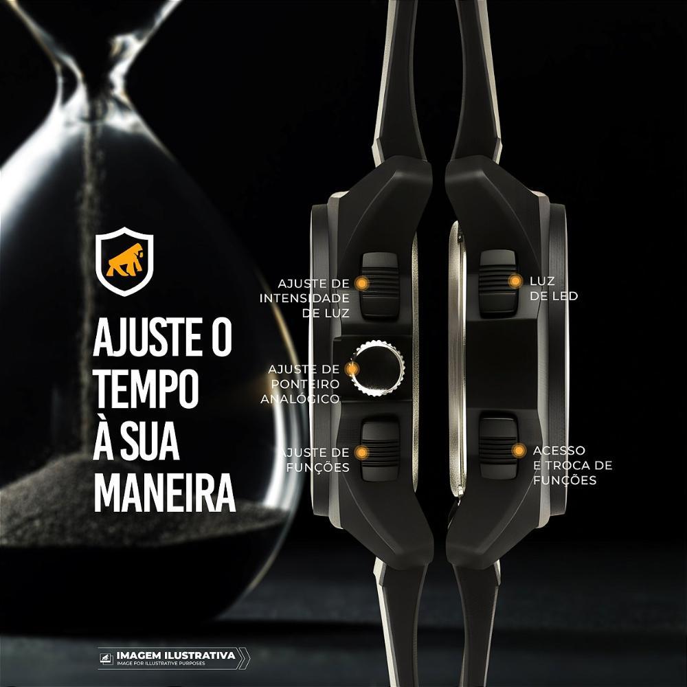 Relógio Analógico e Digital à Prova d’Água com Alarme, Cronômetro e Pulseira de Silicone - Survivor - Gshield - 5