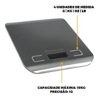 Balança Digital de Alta Precisão para Cozinha - 1g a 10kg - Aço Inox - Verde