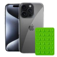 Kit Capa case capinha Crystal Slim para Iphone 15 Pro Max + Ventosa VERDE - 1
