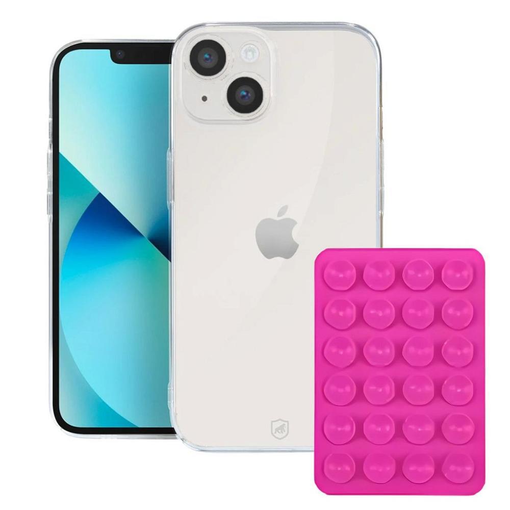Kit Capa Crystal Slim para Iphone 13 +  Ventosa ROSA Gshield - 1