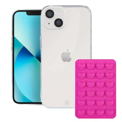 Kit Capa Crystal Slim para Iphone 13 +  Ventosa ROSA Gshield