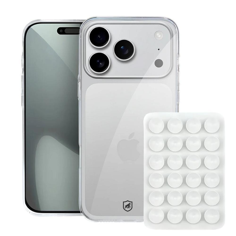 Kit Capa case capinha Crystal Slim para iPhone 17 Pro +  Ventosa - Branca - Gshield - 1