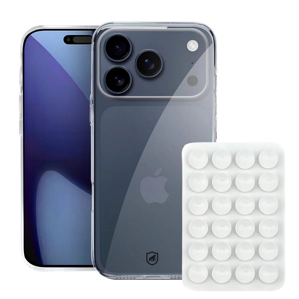 Kit Capa case capinha Crystal Slim para iPhone 17 Pro Max +  Ventosa - Branca - Gshield - 1