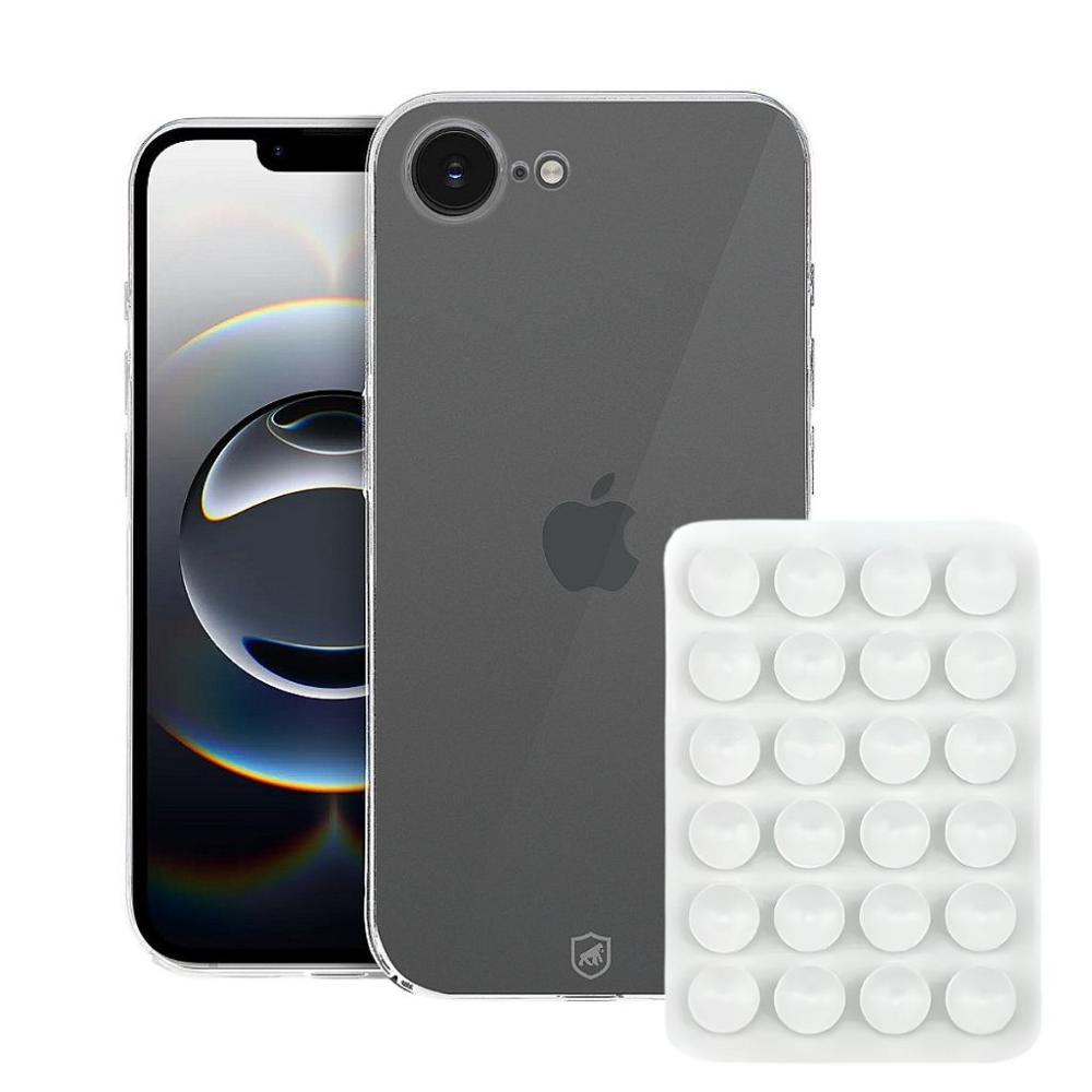 Kit Capa case capinha Crystal Slim para iPhone 16E +  Ventosa - Branca - Gshield - 1
