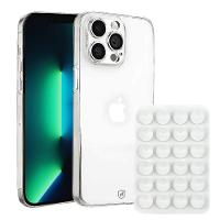 Kit Capa case capinha Crystal Slim para iPhone 13 Pro Max +  Ventosa - Branca - Gshield - 1