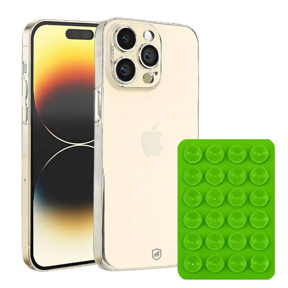 Kit Capa case capinha Crystal Slim para iPhone 14 Pro +  Ventosa - Verde - Gshield - 1