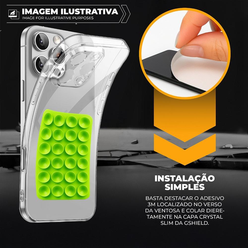 Kit Capa case capinha Crystal Slim para iPhone 14 Pro +  Ventosa - Verde - Gshield - 4