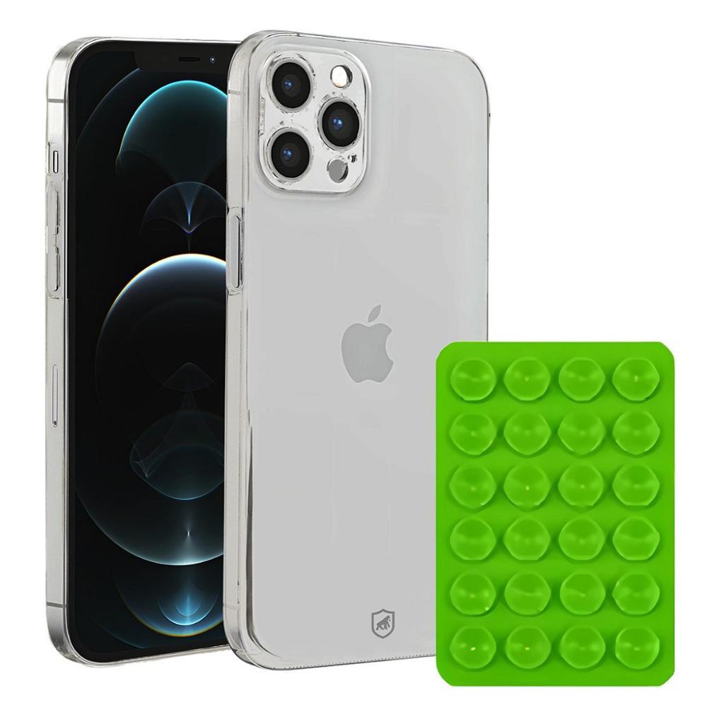 Kit Capa case capinha Crystal Slim para iPhone 12 Pro Max +  Ventosa - Verde - Gshield - 1