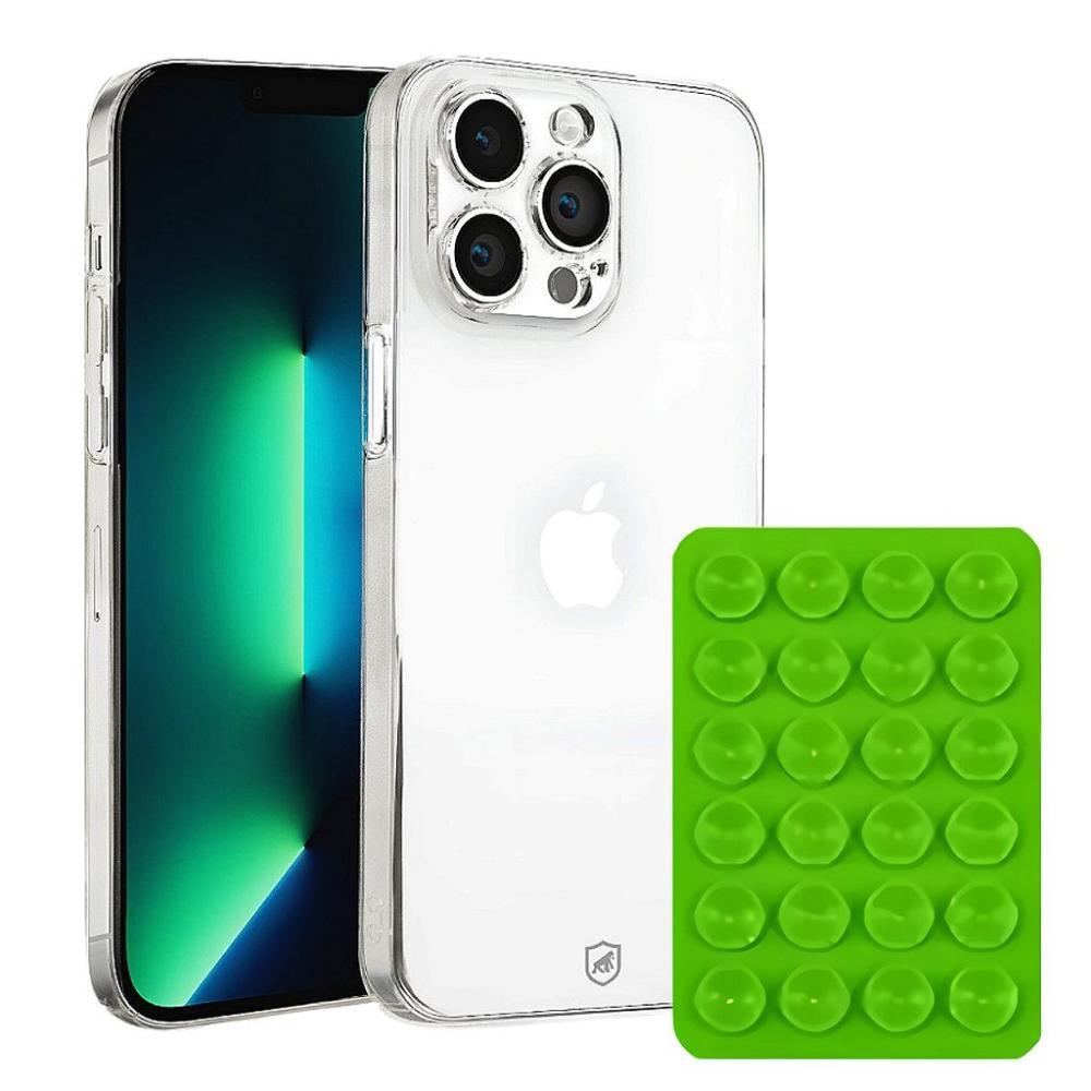 Kit Capa case capinha Crystal Slim para iPhone 13 Pro Max +  Ventosa - Verde - Gshield - 1