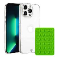 Kit Capa case capinha Crystal Slim para iPhone 13 Pro Max +  Ventosa - Verde - Gshield - 1