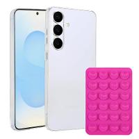 Kit Capa case capinha Crystal Slim para Samsung Galaxy S25 FE +  Ventosa - Rosa - Gshield - 1