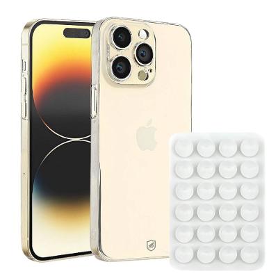 Kit Capa case capinha Crystal Slim para iPhone 14 Pro +  Ventosa - Branca - Gshield