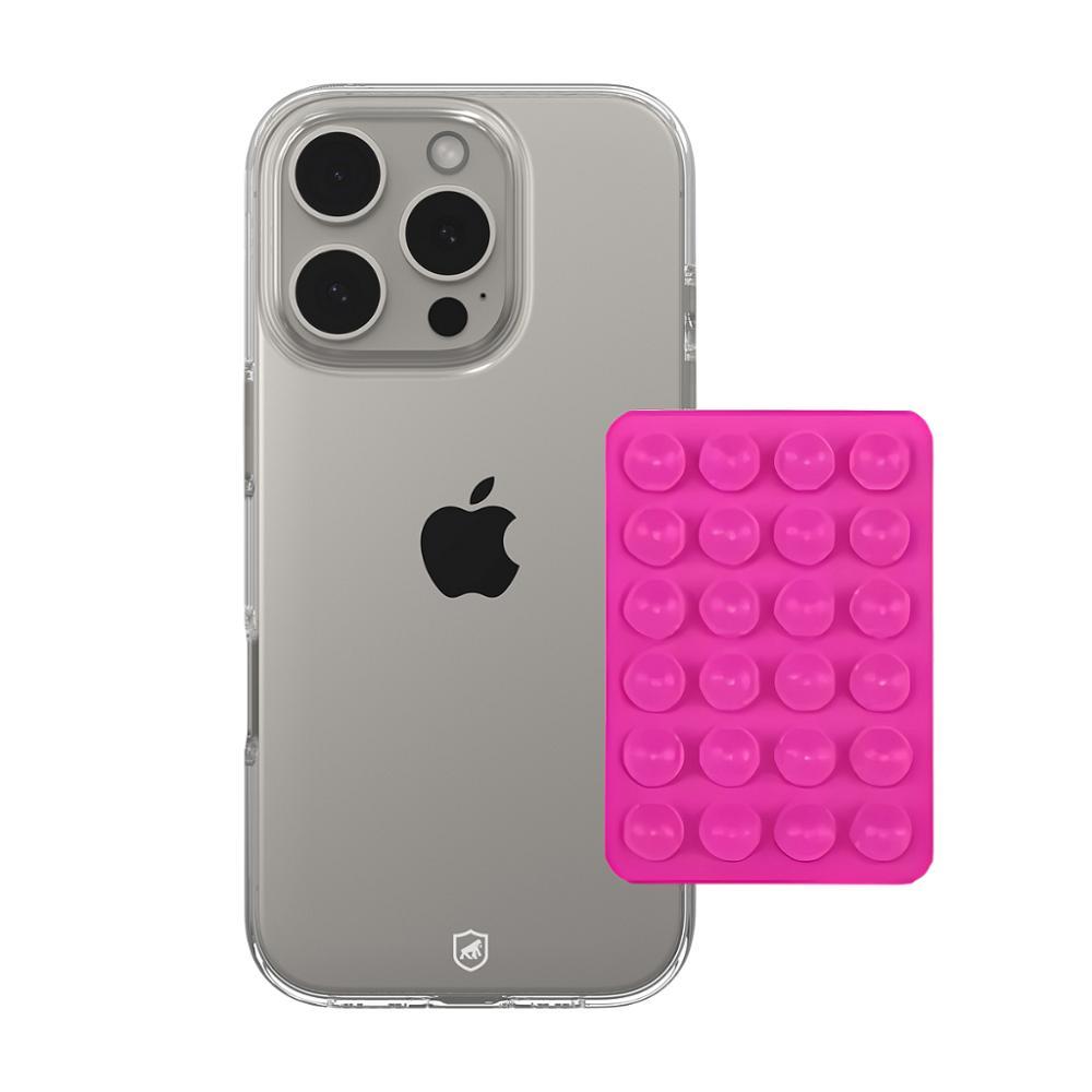 Kit Capa case capinha Crystal Slim para iPhone 13 Pro +  Ventosa - Rosa - Gshield - 3