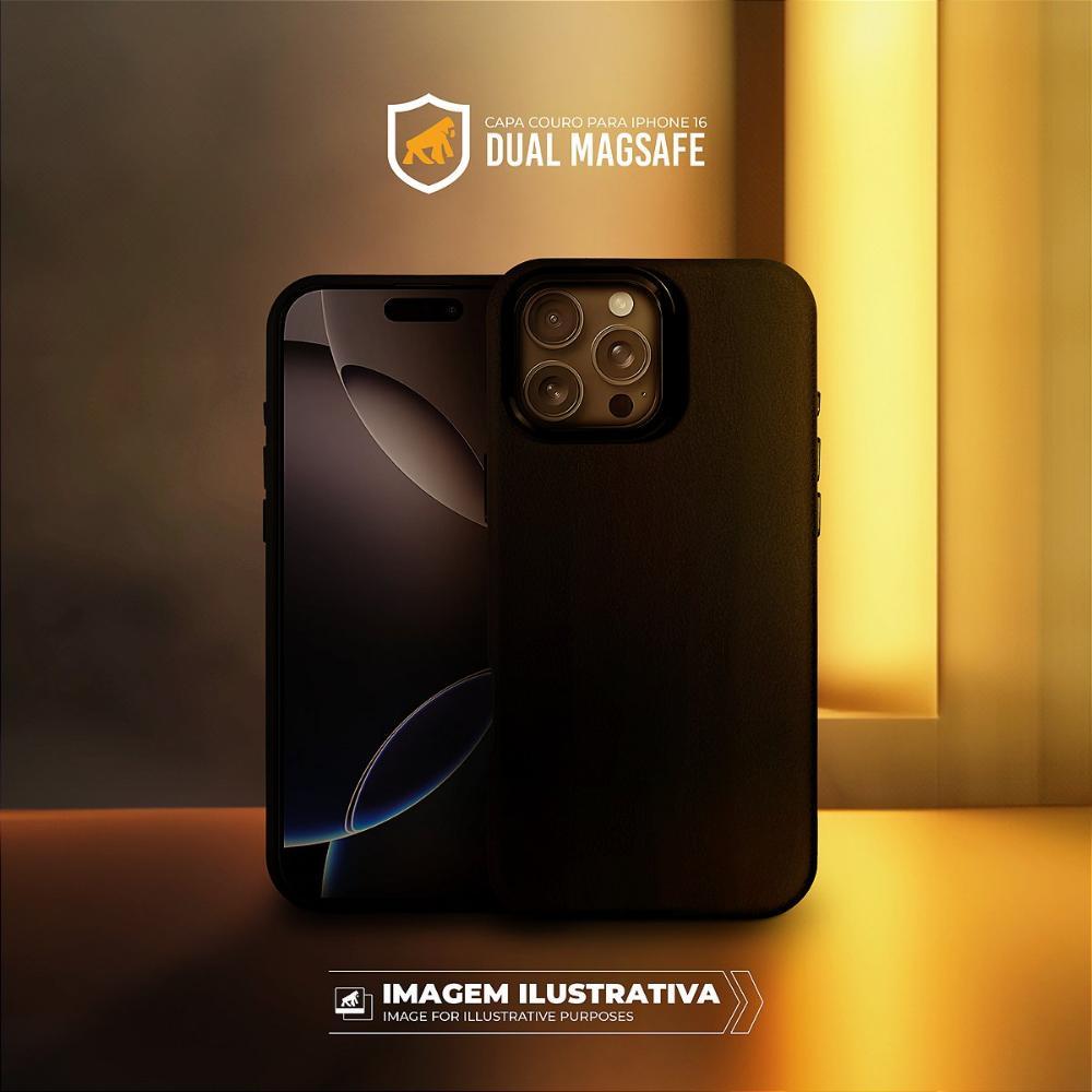 Capa case capinha para iPhone 16 Pro Max - Couro Dual Magsafe - Preta - Gshield - 6