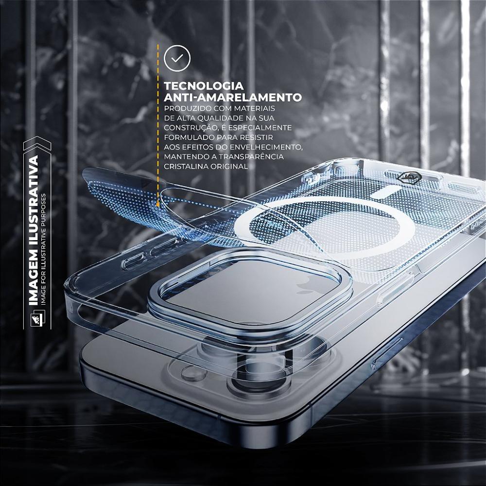 Capa case capinha para iPhone 17 - MagSafe Crystal Armor Stand - NÃO AMARELA - Gshield - 5