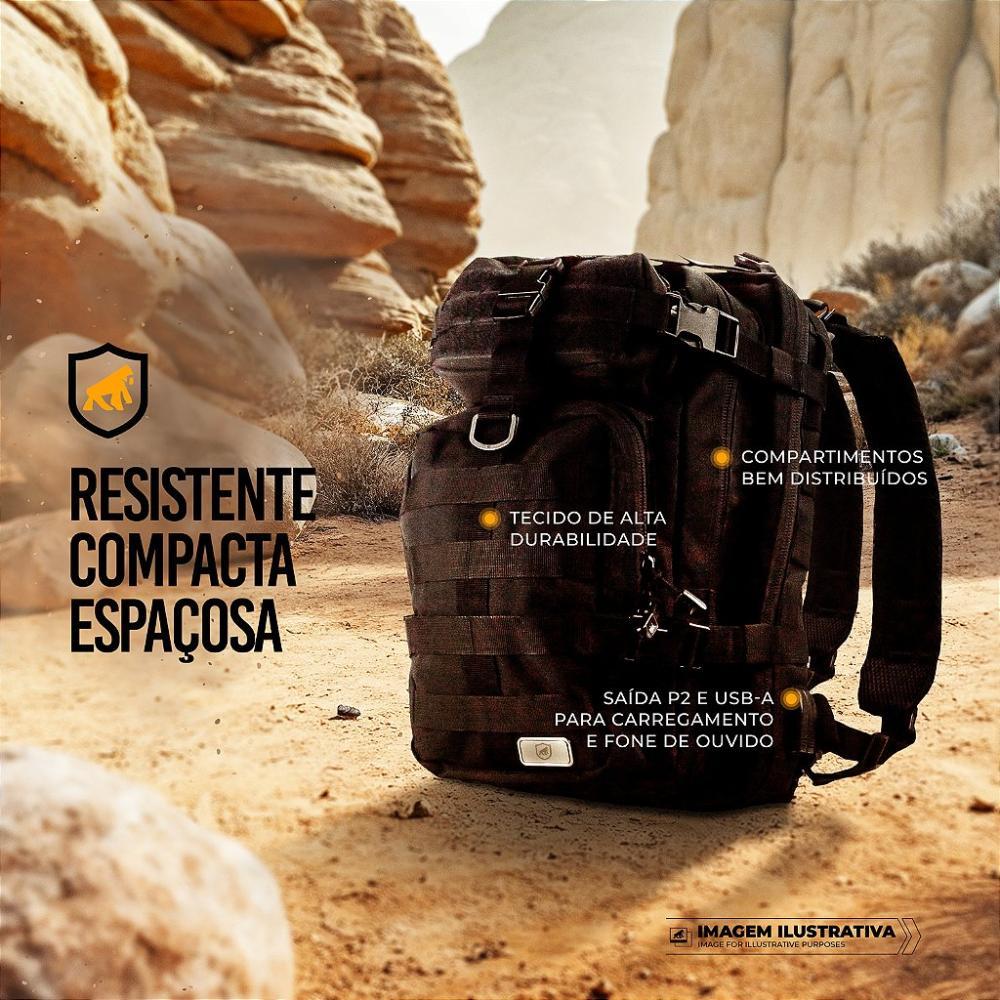 Mochila Tática 30L com Entrada USB-A, P2 e Capa case capinha de Chuva Integrada - Raptor - Gshield - 2