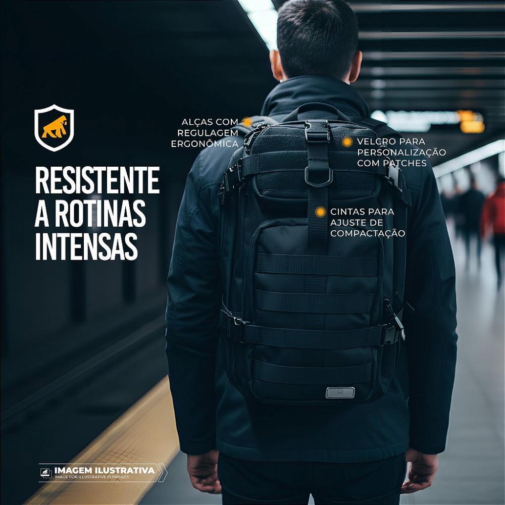 Mochila Tática 30L com Entrada USB-A, P2 e Capa case capinha de Chuva Integrada - Raptor - Gshield - 3