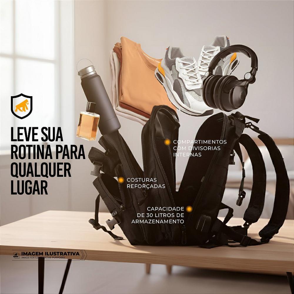 Mochila Tática 30L com Entrada USB-A, P2 e Capa case capinha de Chuva Integrada - Raptor - Gshield - 5