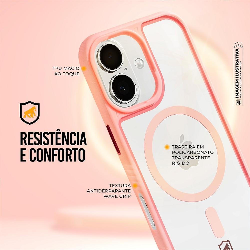 Capa case capinha para iPhone 17 - Magsafe Wave Transparente - Rosa - Gshield - 3