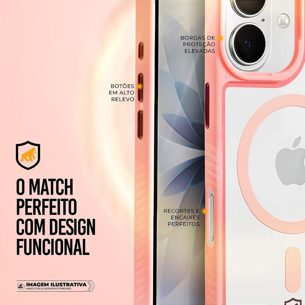 Capa case capinha para iPhone 17 - Magsafe Wave Transparente - Rosa - Gshield - 4