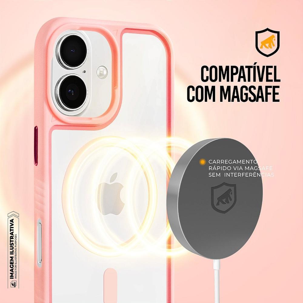 Capa case capinha para iPhone 17 - Magsafe Wave Transparente - Rosa - Gshield - 5