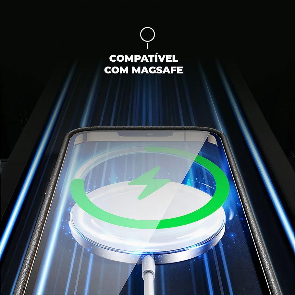 Capa case capinha para iPhone 13 - Magsafe Tech Couro - Preta - Gshield - 3