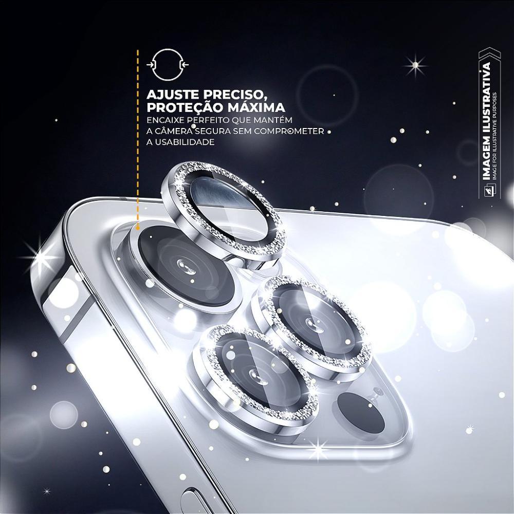 Protetor de Lente para iPhone 15 Pro Max - One Armor - Frame para câmera - Glitter - Gshield - 4