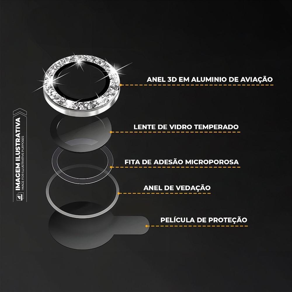 Protetor de Lente para iPhone 14 Pro Max - One Armor - Frame para câmera - Glitter - Gshield - 3