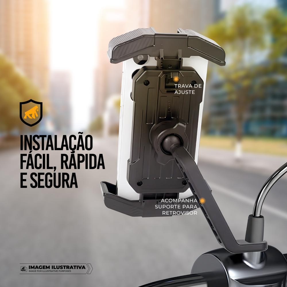 Suporte para Moto, Bicicleta, Bike - Ajuste 360°, Solar Cover, Compatível com Smartphones 4.7” a 7” - Survivor - Gshield - 6