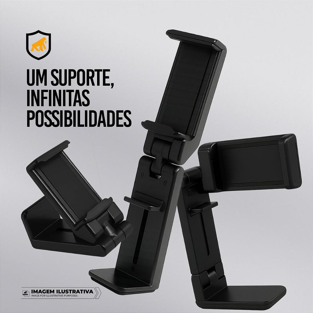 Suporte Articulado para Mesa – Ajuste 90°, Rotação 360°, Dobrável, Antiderrapante e Compatível com Smartphones até 9cm – Hybrid - Gshield - 2