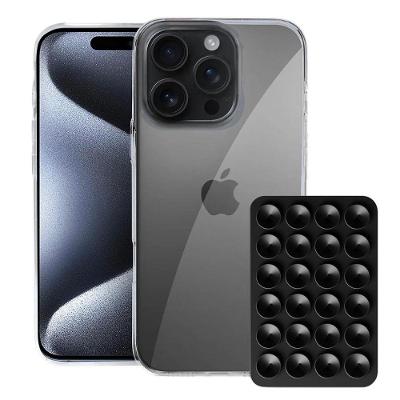 Kit Capa Crystal Slim para Iphone 15 Pro Max + Ventosa Preta