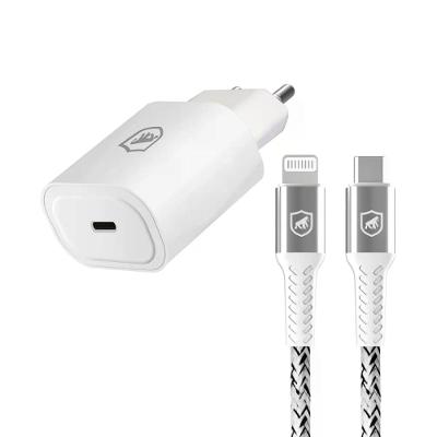 Kit Carregador de Parede Turbo Tipo C QC 3.0 - 25W + Cabo Nylon Kevlar Tipo C / Lightning - Gshield