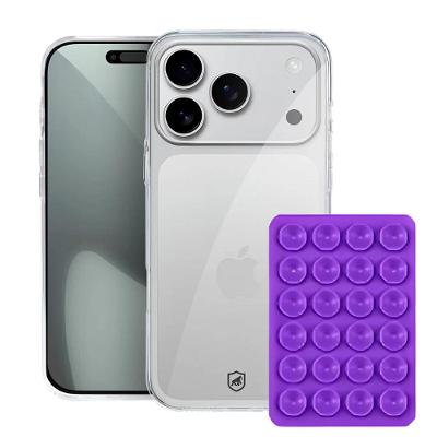 Kit Capa case capinha Crystal Slim para iPhone 17 Pro +  Ventosa - Roxo - Gshield